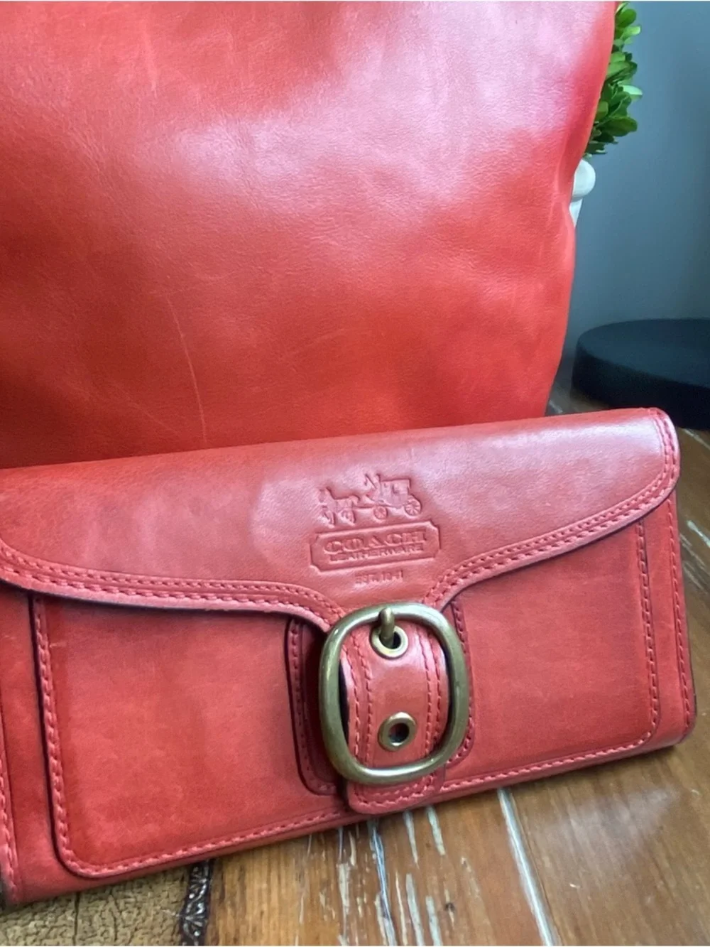 Coach Chili Red Tattersall Bleecker Bucket Bag and Waller Set Bundle Y2K - Picture 15 of 17
